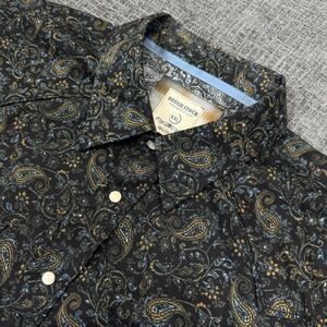 Rough Stock Pearl Snap Shirt Men XXL Black Paisley Western Cowboy Panhandle Slim